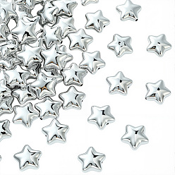 с Покрытием Серебра 60 шт. гальваническое покрытие непрозрачными акриловыми шариками, звезда, со серебряным покрытием, 19x20x9 мм, отверстие : 1.6 мм