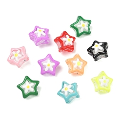 (52) Непрозрачная лаванда Эмалевые бусины ручной работы в технике лэмпворк, бусины ручной работы, звезда, разноцветные, 12x13x8 мм, отверстие : 1.2 мм