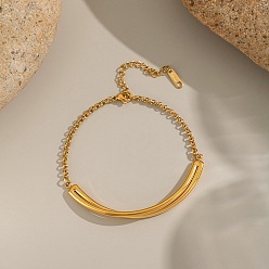 Золотой 304 браслеты из нержавеющей стали Rolo Link для женщин, золотые, 7-1/4 дюйм (18.5 см)