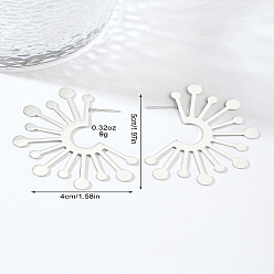 Нержавеющая Сталь Цвет Цветок 201 из нержавеющей стали серьги стержня, цвет нержавеющей стали, 50x40 мм