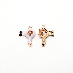 White Zinc Alloy Enamel Penadnt, Hair Dryer, White, 25.5x19x5.5mm, Hole: 2.5mm