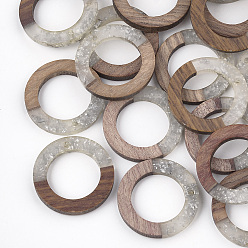 Gainsboro Resin & Walnut Wood Pendants, Ring, Gainsboro, 28x3mm, Hole: 1.5mm