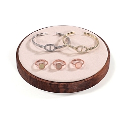 Бежевый Подносы для украшений из велета и дерева, ювелирная пластина для браслетов, Браслеты, Ожерелье, дисплея кольца, бежевые, 15x1.8 см
