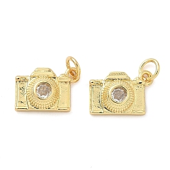 Настоящее золото 18K Кулон из циркония, прелести камеры, долговечный, без кадмия и без свинца, стойки покрытие, с целью перехода в кольце, реальный 18 k позолоченный, 10x14.5x5 мм, отверстие : 3.6 мм