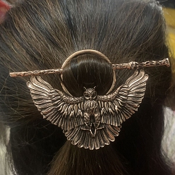 Красная Медь Вилок волос сплава, аксессуары для волос викингов для женщин, сова, Красная медь, 92 мм