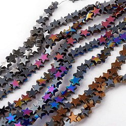 Mixed Color Electroplated Non-magnetic Synthetic Hematite Beads Strands, Beads Strands, Half Plated, Star, Mixed Color, 6x6x2.5mm, Hole: 0.5mm, about 83pcs/strand, 16.14 inch(41cm)