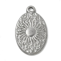 Нержавеющая Сталь Цвет 304 подвески из нержавеющей стали, овал с солнечным шармом, цвет нержавеющей стали, 27.5x17x2 мм, отверстие : 1.8 мм