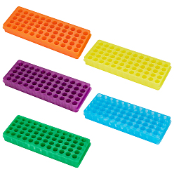 Mixed Color Plastic Display Stands, 60 Holes Test Tube Display Stands, for Chemistry Laboratory, Mixed Color, 7.2x20.2x2.2cm, Hole: 8mm and 11mm, Fit for 0.5ml/1.5ml/2ml Test Tube, 5colors, 5pcs/set