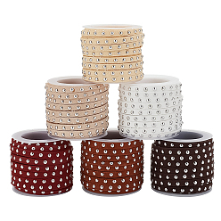 (52) Непрозрачная лаванда 6 рулоны 6 цвета искусственной замши шнур, с заклепкой из сплава серебра, для панк-рок ювелирных изделий, разноцветные, 5x2.5 мм, около 5.46 ярдов (5 м) / рулон, 1 рулон / цвет