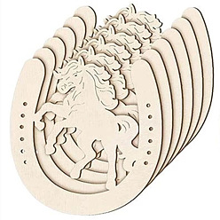 Папайя Оранжевый Незавершенные вырезы из деревянных заготовок, для детей рисование ремесел, подкова с лошадью, papayawhip, 9.3x8.3x0.3 см, 48 шт / пакет