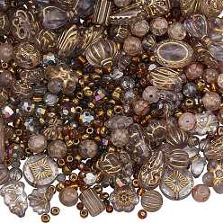 Верблюжий Наборы бисера своими руками, в том числе акриловые бусины, Стеклянные бусины, верблюжие, 3~22.5x3~21x3~13 мм, отверстие : 1~5.5 мм, 1020 шт