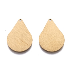 Золотой Ионное покрытие (ip) 304 подвески из нержавеющей стали, пустая бирка с матовой отделкой, лазерная резка, двухсторонний эффект тягового станка, слеза, золотые, 25x17.5x1 мм, отверстие : 1.2 мм