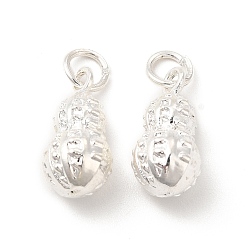 Silver Rack Plating Alloy Pendants, Cadmium Free & Lead Free, with Jump Ring, Peanut Charm, Silver, 15x7.5mm, Hole: 3mm