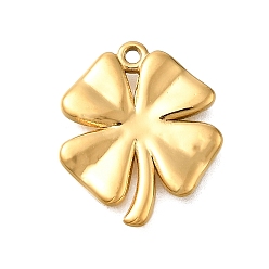 Настоящее золото 14K 304 прелести нержавеющей стали, ионное покрытие (ip), клевер очарование, реальный 14 k позолоченный, 15x13x1 мм, отверстие : 1 мм