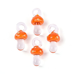 Темно-Оранжевый Подвески лэмпворк ручной работы, гриб, темно-оранжевый, 25~28x12~13x12~13 мм, отверстие : 3~5x3~5 мм