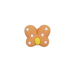 Orange Butterfly Food Grade Eco-Friendly Silicone Focal Beads, Orange, 23x25mm