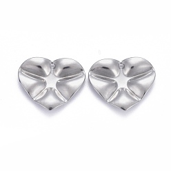 Stainless Steel Color Non-Tarnish 304 Stainless Steel Pendants, Textured, Heart, Stainless Steel Color, 19x23x3mm, Hole: 1.2mm