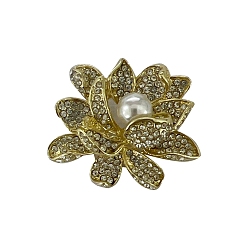 Золотой Брошь из цветочного сплава с кристаллами и стразами, Изысканные булавки с имитацией жемчуга для девушек и женщин, золотые, 36x45 мм