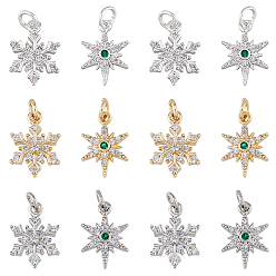 (52) Непрозрачная лаванда 12 шт 6 стиль стойка покрытие латунь микро паве кубический цирконий подвески, без кадмия и без свинца, с целью перехода в кольце, очарование звезды и снежинки, разноцветные, 15x10.5~11.5x3~4 мм, отверстие : 3.5 мм, 2 шт / стиль