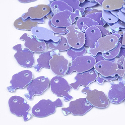 Средний Синий Шифер Аксессуары для орнаментов, пластиковые пайетки / блестки из пвх, рыба, средний грифельно-синий, 8x5x0.3 мм, Отверстие : 0.8 мм , около 25000 шт / 500 г