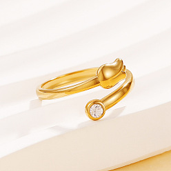 Doré  304 Manchette ouverte en acier inoxydable ornée de strass, fleur/tulipes, or, 17mm