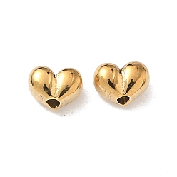 Настоящее золото 18K 304 из нержавеющей стали бусы, сердце, ионное покрытие (ip), реальный 18 k позолоченный, 5x6.5x4 мм, отверстие : 1.4 мм