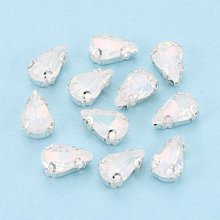 Кристалл Пришить бусины монте из стразов, с настройками латуни, аксессуары для одежды, слеза, кристалл, 10x6~6.5x4.2 мм, отверстие : 1 мм, около 2000 шт / упаковка