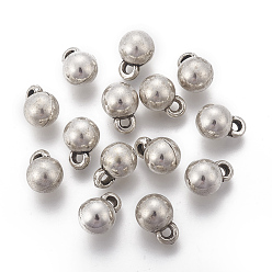 Antique Silver CCB Plastic Charms, Round, Antique Silver, 11x8mm, Hole: 2mm