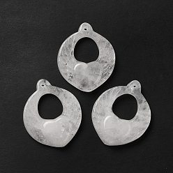 Хрусталь Природного кварца хрустальных подвесок, подвески из горного хрусталя, подвески в виде крыльев сердца, 38x31x9 мм, отверстие : 1.5 мм