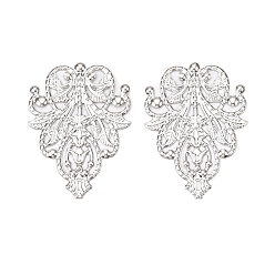 Платина Железные филигранные столярные ссылки, гравированные металлические украшения, лист, платина, 47.5x35x0.5 мм