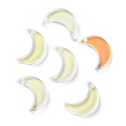 Светло-хаки Стеклянные бусины из прозрачной краски для запекания, луна, Топ пробуренной, светлый хаки, 15.5x13x3.5 мм, отверстие : 1.2 мм