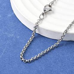 Нержавеющая Сталь Цвет Устойчивые к потускнению 304 ожерелья из нержавеющей стали с цепочкой Rolo, с карабин-лобстерами , цвет нержавеющей стали, 23.6 дюйм (60 см)
