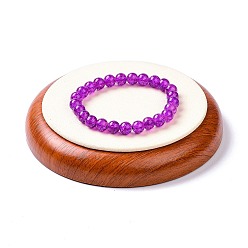 Antique White Flat Round Wood Pesentation Jewelry Bracelets Display Tray, Covered with Microfiber, Coin Stone Organizer, Antique White, 13.1x2.2cm
