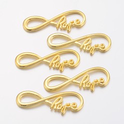 Золотой Сплав бесконечности в тибетском стиле с разъемами надежных ссылок, без кадмия, без никеля и без свинца, золотые, 15x39x2 мм