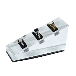 Clear Organic Glass Ring Displays, with Black Velvet and Acrylic, Triangle, Clear, 120x39x61mm