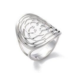 Нержавеющая Сталь Цвет 304 открытые кольца из нержавеющей стали для женщин, полые розы, цвет нержавеющей стали, 24.5 мм, внутренний диаметр: 17.5 мм