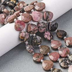Родонит Природные родонит бисер нитей, слеза, 12x12x5 мм, отверстие : 1.2 мм, около 12 шт / нитка, 6.50'' (16.5 см)