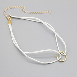 Белый Двухслойные ожерелья-чокеры из искусственной замши с кольцами из сплава и цепочками с латунными концами, золотые, белые, 11.81 дюйм (30 см)