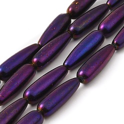 Indigo Glass Beads Strands, Teardrop, Indigo, 21x6mm, Hole: 1.2mm, about 39pcs/strand, 31.54 inch(80.1cm)