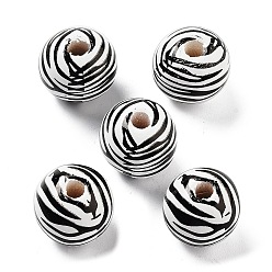 Черный Древесина европейского бисера, бусины с большим отверстием, зебра полоса, чёрные, 15.5~16x14.5 мм, отверстие : 4 мм