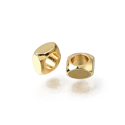 Golden Brass Beads, Square, Rack Plating, Long-Lasting Plated, Golden, 4x4x2.5mm, Hole: 2.6mm