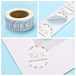 Colorful 1 Inch Thank You Theme Self-Adhesive Paper Stickers, Gift Tag, for Party, Decorative Presents, Round with Thank You for Your Business, Colorful, 25mm, 500pcs/roll