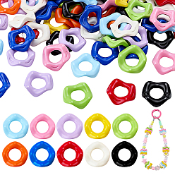 Mixed Color 100Pcs 10 Colors Opaque Acrylic European Beads, Floral Pattern Large Perforated Round Beads, Mixed Color, 16x16x5mm, Hole: 7mm, 10pcs/color