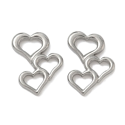 Нержавеющая Сталь Цвет 304 нержавеющей стали связывающий кольца, тройное сердце, не тускнеет, цвет нержавеющей стали, 16x13x2 мм, внутренний диаметр: 4x5мм и 4.5x3.5мм и 4x4.5мм
