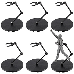 Noir 6 Présentoirs en plastique ajustables pour figurines d'action dans des sacs, plat rond, noir, 10x20.5 cm