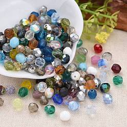 Gemischte Farbe Galvanische tschechische Lampwork Perlen, facettiert, Fass, Gemischte Farbe, 5.5~6x5.5~6 mm, Bohrung: 1 mm, ungefähr 357 PC ~ 363 PC / Tasche