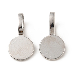 Платина Сплав клея на плоские площадки поручительств, плоские круглые подвесные поручни, платина, 18x9x1~5.5 мм, отверстие : 6x3.5 мм