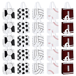 Sports 25Pcs 5 Styles Rectangle Non-woven Fabric Printed Gift Tote Bags, Gift Packaging Pouches with Handles, Mixed Color, Sports, 20x20x9cm, 5pcs/style