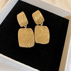 Золотой Прямоугольные серьги-гвоздики из сплава, золотые, 55x29 мм