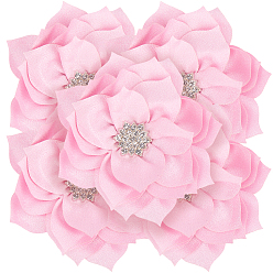 Pink Аксессуары для украшения из полиэстера и стразов, для украшения костюмов, цветок, розовые, 77~80x26 мм